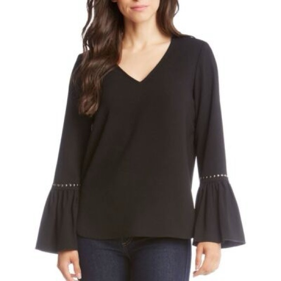 Karen Kane- Elegant Western Black and Silver Blouse Size M - Picture 1 of 8
